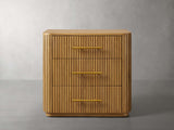Finnley Wood Nightstand Three Drawers Chest Reeded Nightside Table