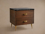 Giselle Mahogany Nightstand Wood Two-Drawer Chest Nightside Table Cabinet
