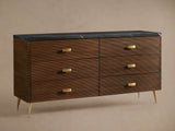 Giselle Six-Drawer Dresser Vintage Bedroom Chest Wood Entrance Storage Cabinet