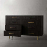 Finnley Wood Eight-Drawer Dresser with Marble or Bluestone Top Rural Chest Of 8 Drawers Cabinet