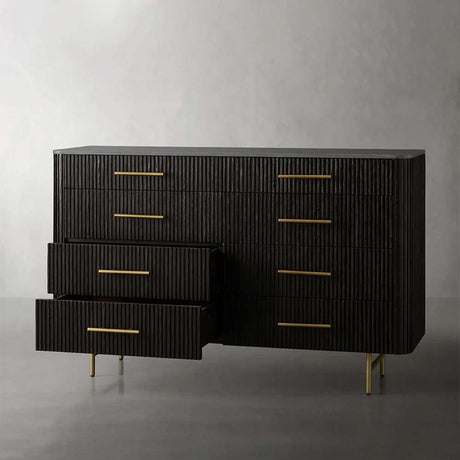 Finnley Wood Eight-Drawer Dresser with Marble or Bluestone Top Rural Chest Of 8 Drawers Cabinet