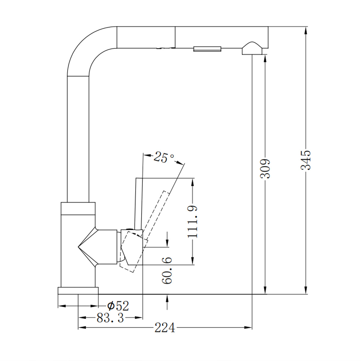 Pull Out Sink Mixer With Vegie Spray Function Chrome