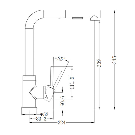 Pull Out Sink Mixer With Vegie Spray Function Chrome