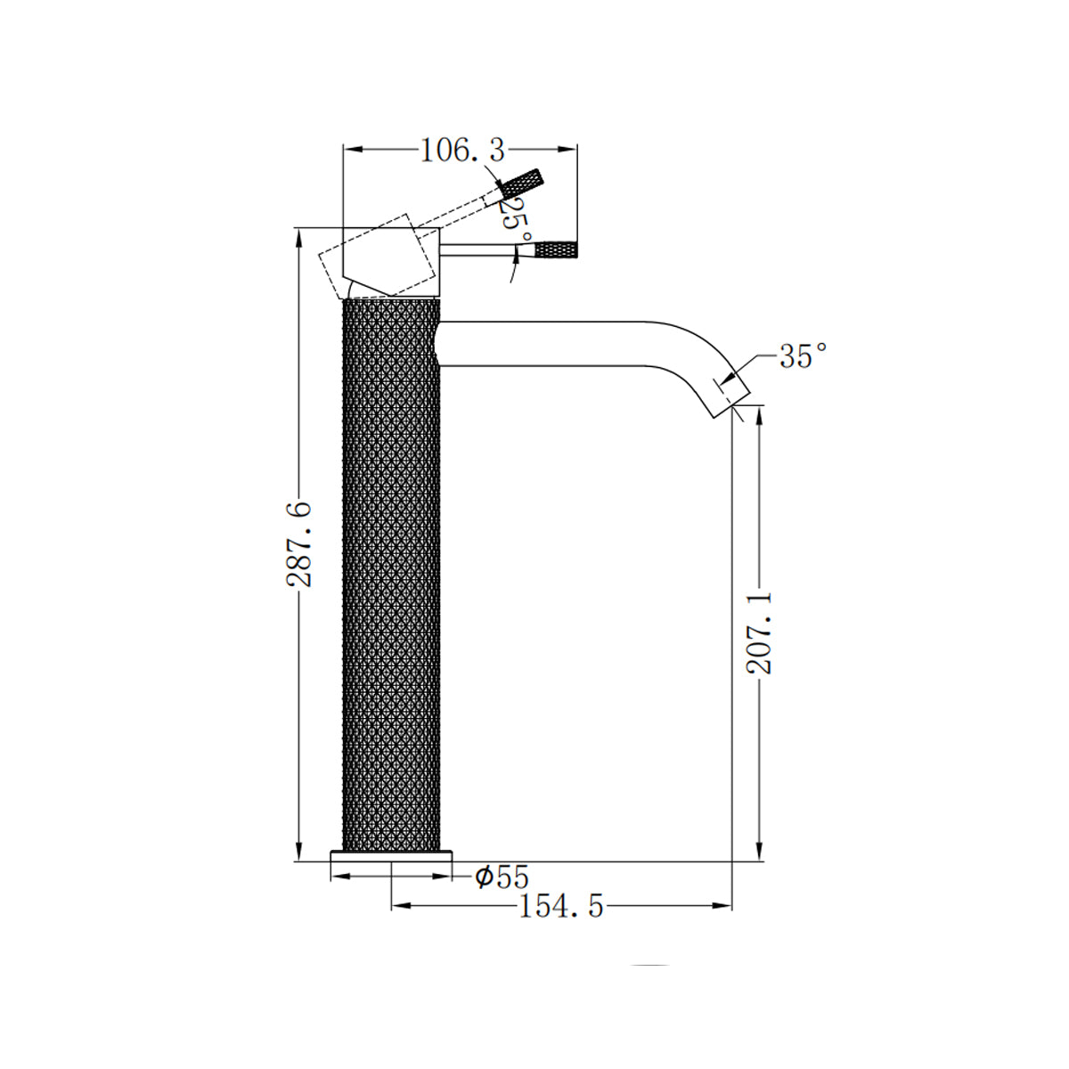Opal Tall Basin Mixer Graphite
