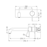 Mecca Wall Basin/Bath Mixer 230mm Matte Black