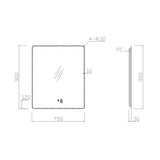 30"×36" Vertical Rectangle LED Mirror, Dual-Touch Dimmer & Defogger, 3CCT Back & Front Lit, 45° Wall-Mounted
