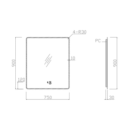 30"×36" Vertical Rectangle LED Mirror, Dual-Touch Dimmer & Defogger, 3CCT Back & Front Lit, 45° Wall-Mounted