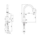 Taut Pull Out Spray Kitchen Mixer Polished Chrome/Matte Black