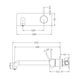 Mecca Wall Basin/bath Mixer Handle Up 260mm Gun Metal