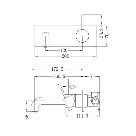 MECCA WALL BASIN/BATH MIXER HANDLE UP 160MM MATTE WHITE