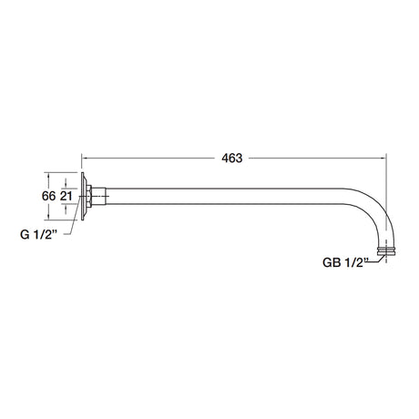 Rain Shower Wall-Mount Shower Arm 463mm