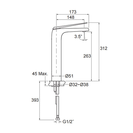 Avid Super Tall Basin Mixer Polished Chrome