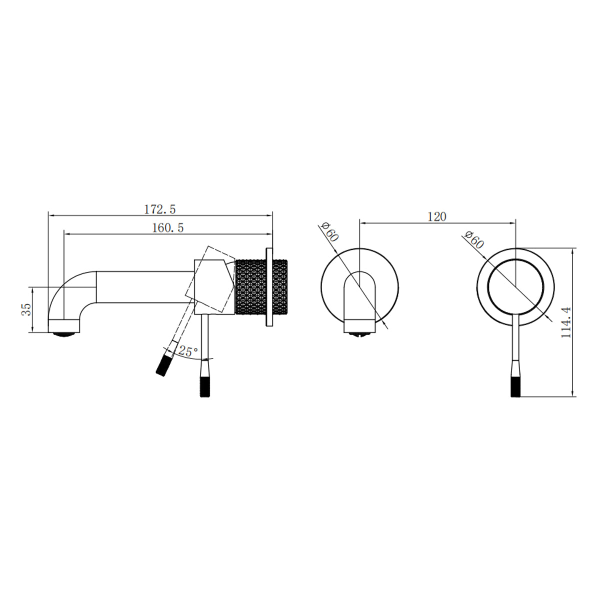 Opal Wall Basin/Bath Mixer Separate Back Plate 160mm Brushed Bronze