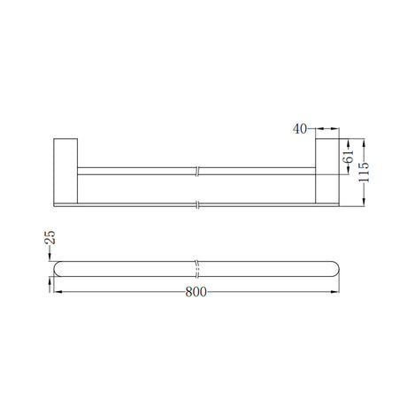 Bianca Double Towel Rail 800mm Brushed Gold