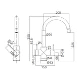 Mecca 3 Way Filtered Mixer Tap Gun Metal