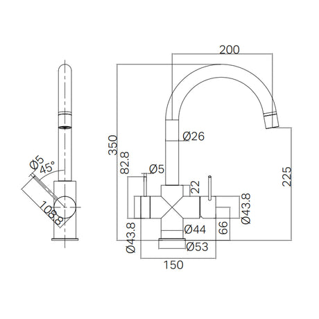 Mecca 3 Way Filtered Mixer Tap Gun Metal