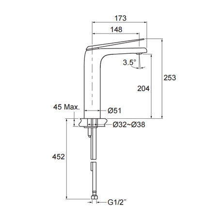 Avid Tall Basin Mixer - Titanium