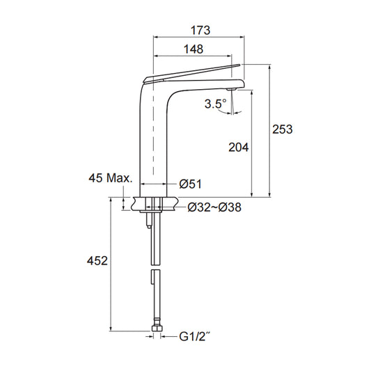Avid Tall Basin Mixer - Titanium