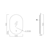 24"×36" Oval Frameless LED Backlit Mirror, Single-Touch Dimmer/Defogger, 3CCT 12V SAA/CE Certified, 45° Wall-Mounted