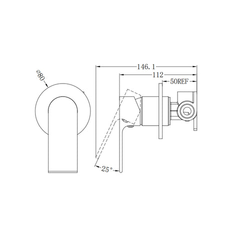 BIANCA SHOWER MIXER 80MM PLATE BRUSHED BRONZE