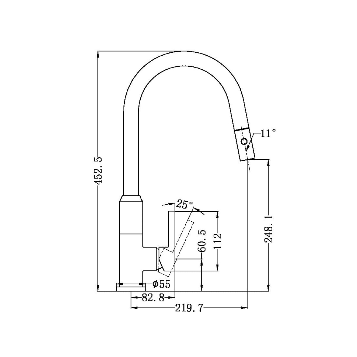 Pearl Pull Out Sink Mixer With Vegie Spray Function Matte Black