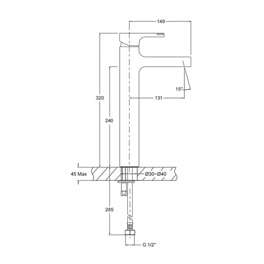 Strayt Tall Basin Mixer -Polished chrome