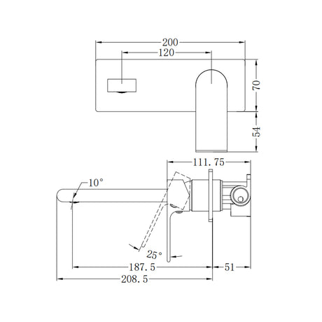 Bianca Wall Basin/Bath Mixer 187mm Gun Metal