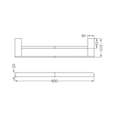 Bianca Double Towel Rail 800mm Brushed Nickel