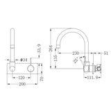 Mecca Wall Basin/Bath Mixer Swivel Spout Handle Up Chrome