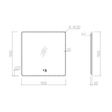 36"×36" Square LED Mirror, Dual-Touch Dimmer & Defogger, 3CCT Back+Front Lit, 45° Wall-Mounted