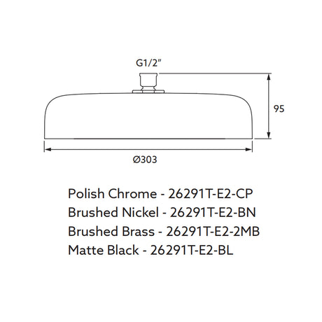 Statement Rainhead - Round Matte Black 26291T-E2-BL