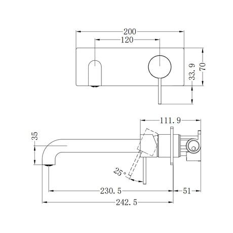 Mecca Wall Basin/Bath Mixer 230mm Matte White