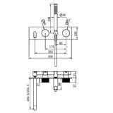 Opal Progressive Shower System With Spout 250mm Brushed Bronze