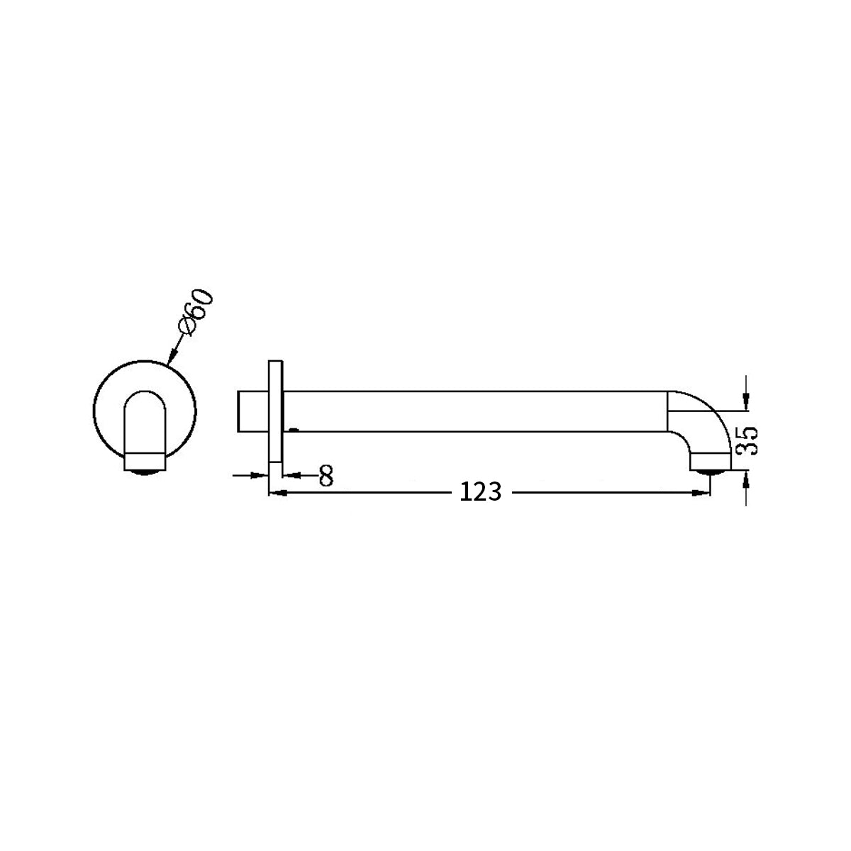 MECCA BASIN/BATH SPOUT INLET 1/2 BSP ONLY 120MM MATTE WHITE