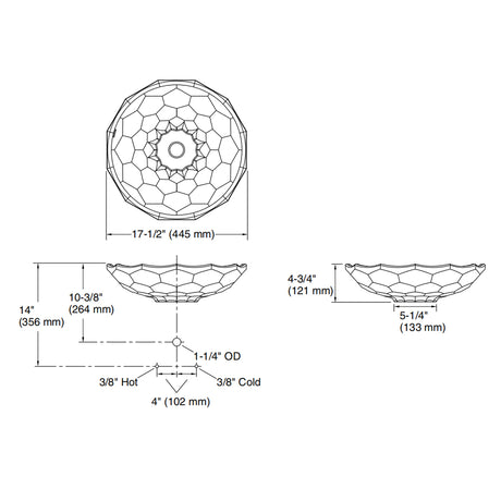 Faceted Glass Vessel Basin Translucent Dew 2373-TG2