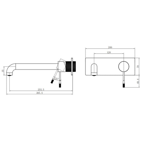 Opal Wall Basin/Bath Mixer 260mm Brushed Bronze