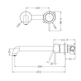 Mecca Wall Basin/Bath Mixer Separate Back Plate 260mm Brushed Gold