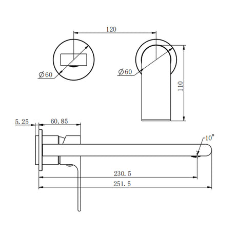 Bianca Wall Basin/Bath Mixer Separate Back Plate 230mm Chrome
