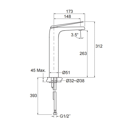 Avid Super Tall Basin Mixer Titanium