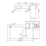 Bianca Wall Basin/Bath Mixer Separate Back Plate 187mm Brushed Nickel