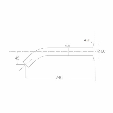 Components Wall Mount Bath Spout - Matte Black