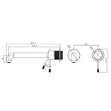 Opal Wall Basin/Bath Mixer Separate Back Plate 260mm Brushed Gold