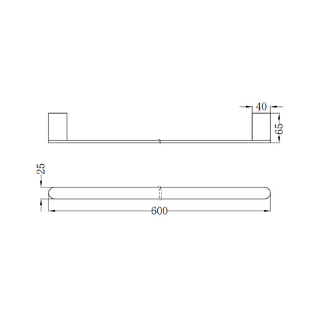BIANCA SINGLE TOWEL RAIL 600MM CHROME