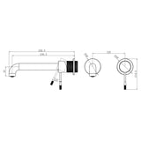 Opal Wall Basin/Bath Mixer Separate Back Plate 230mm Brushed Nickel