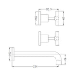 X Plus Wall Basin Set 215mm Brushed Gold