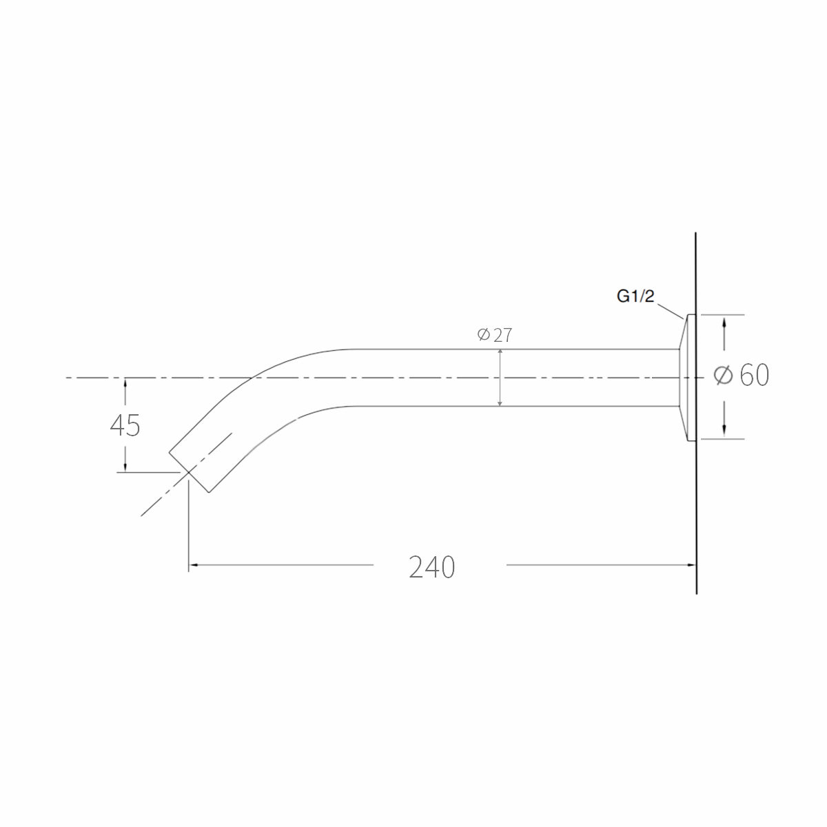 Components Wall Mount Bath Spout - Brushed Nickel