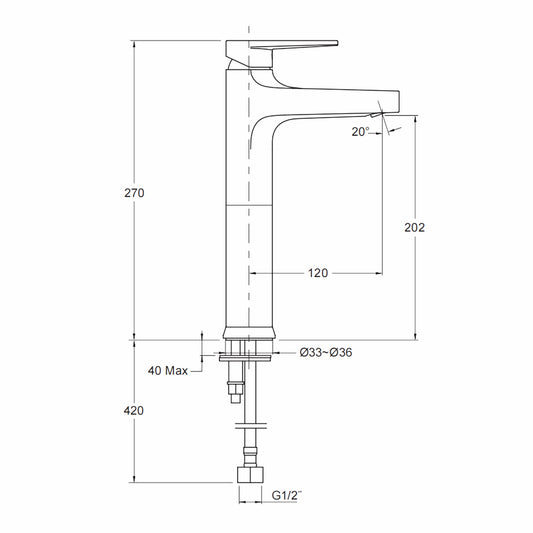 Kohler Taut Tall Basin Mixer - Polished Chrome