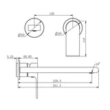 Bianca Wall Basin/Bath Mixer Separate Back Plate 230mm Brushed Gold