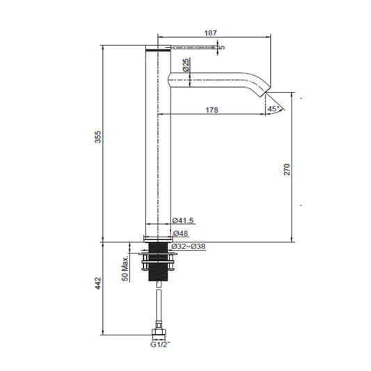 Components Super Tall Single Lever Basin Mixer- Matte Black