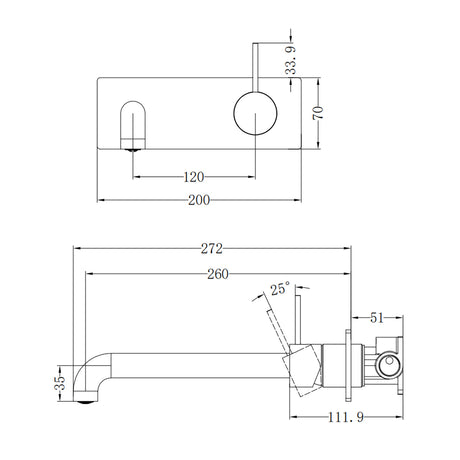 Mecca Wall Basin/bath Mixer Handle Up 260mm Matte White